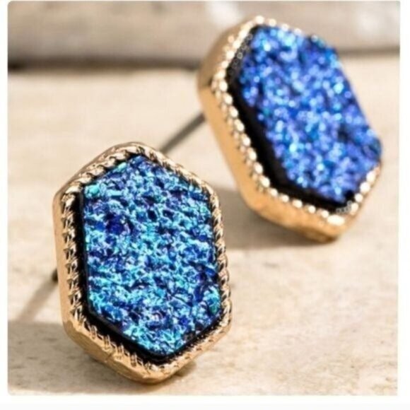 No brand / Not sure Jewelry - DRUZY POST EARRINGS-MIDNIGHT BLUE-NEW